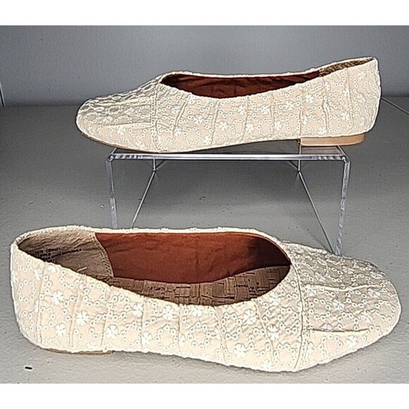 Korks Shoes Womens 9 M Palmer Floral Embroidered Ballet Flats KR0012875 Beige - Picture 2 of 8